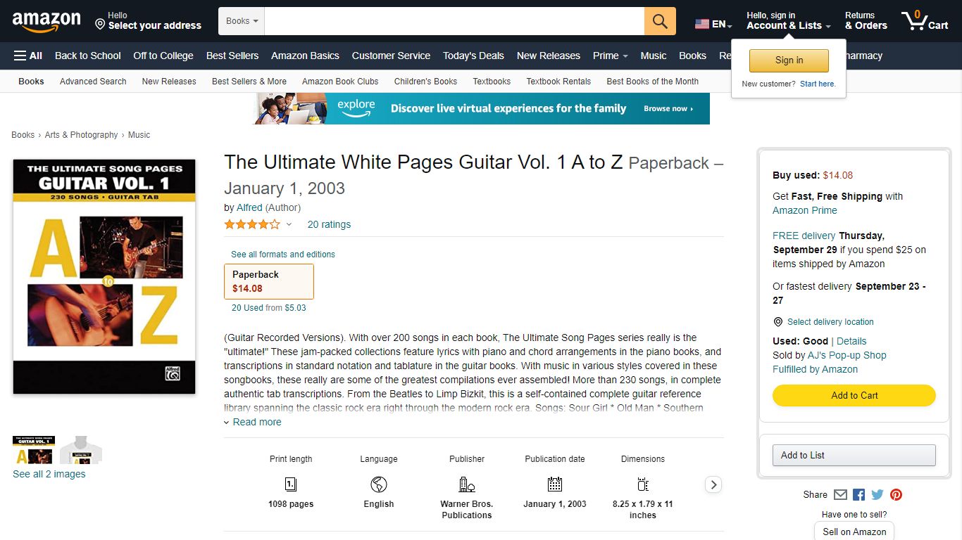 Amazon.com: The Ultimate White Pages Guitar Vol. 1 A to Z ...